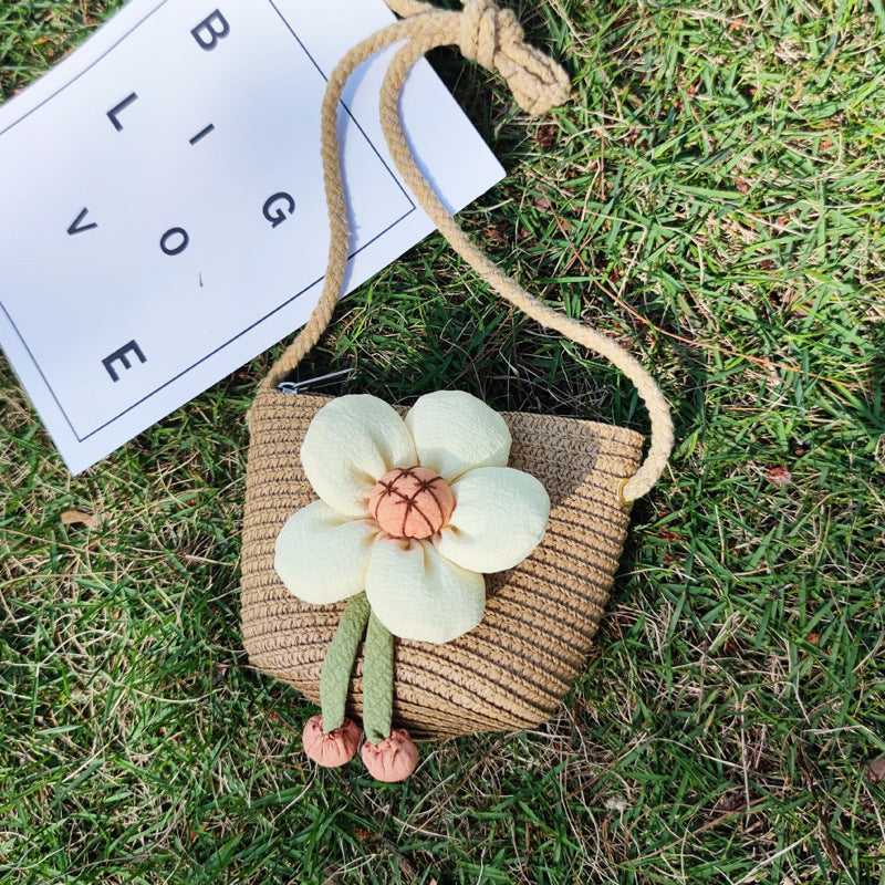 Grass Woven Bag For Children's Cute Crossbody