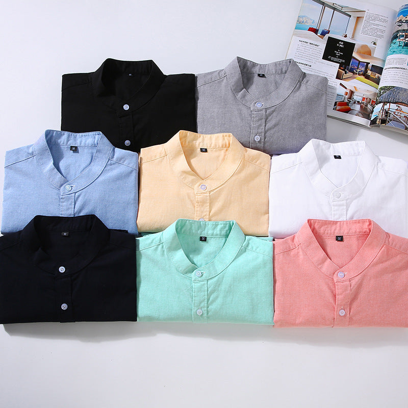 Spring And Autumn Thin Stand-up Collar Long-sleeved Men's Shirt