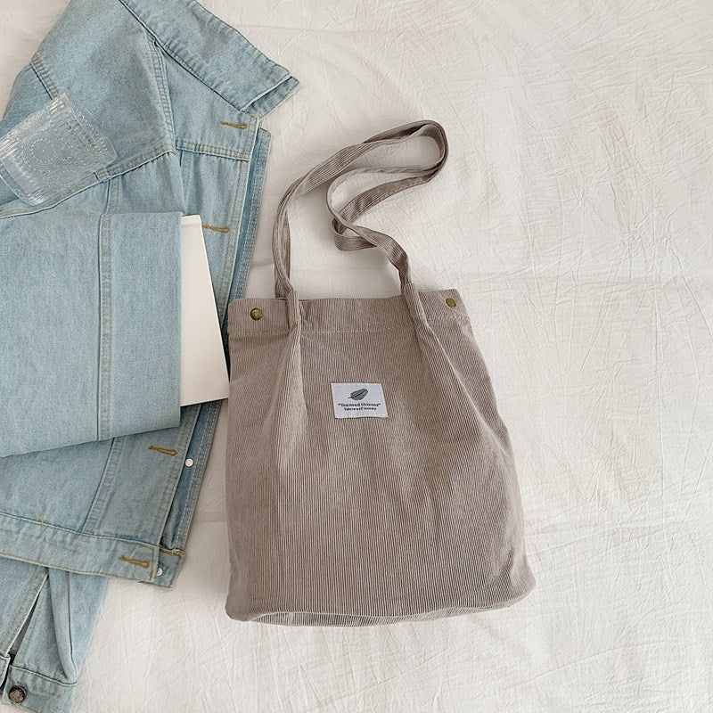 Artistic Corduroy Single-shoulder Bucket Bag