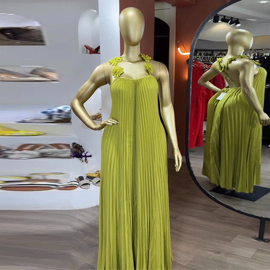Sweet And Fresh Strapless Backless Pleated Maxi Dress
