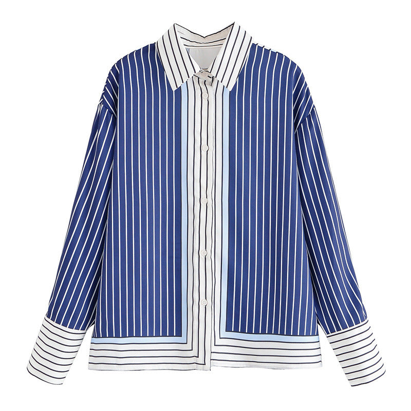 Patchwork Stripes Shirt Casual Pants
