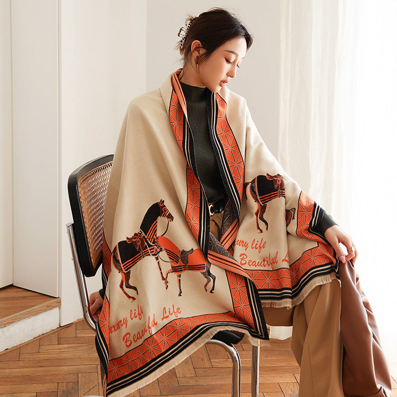 Women's Dual-use Cashmere-like Thickened Double-sided Scarf