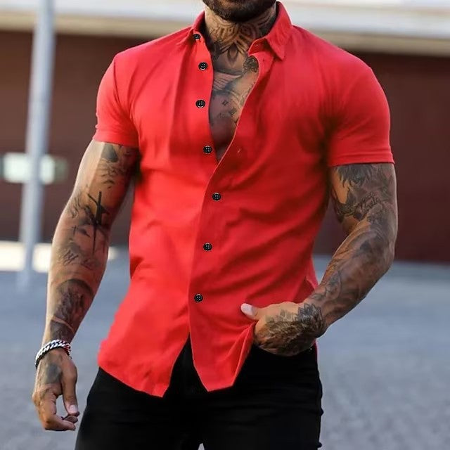 Simple Summer Men's Casual Solid Color Shirt