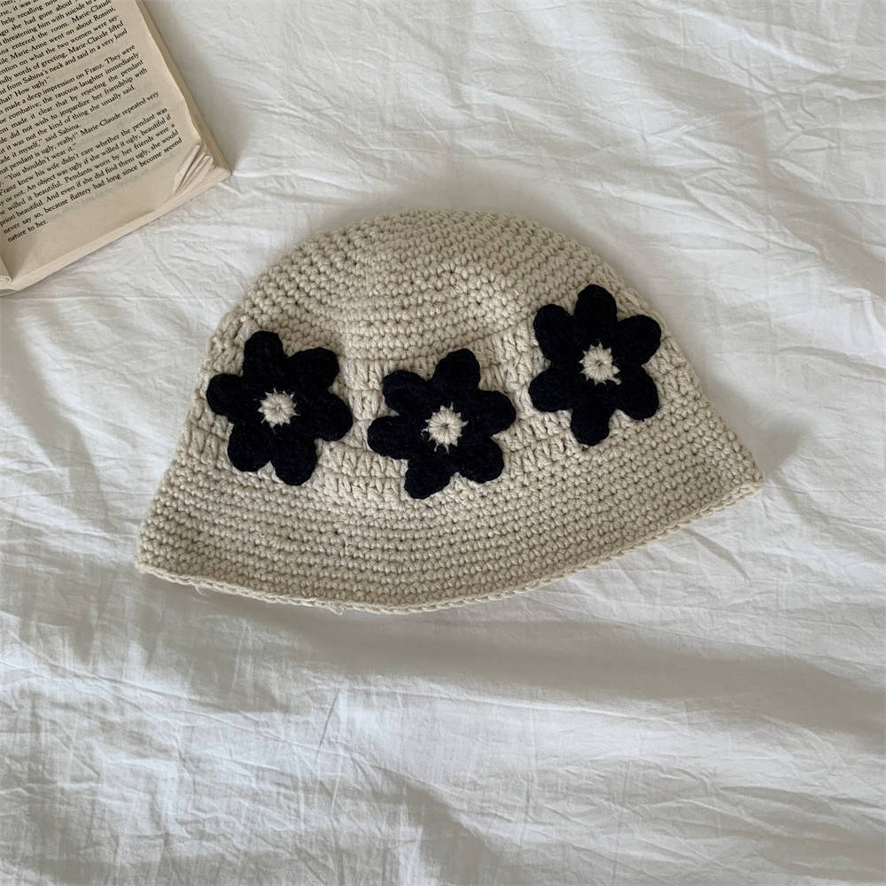 Niche Retro Handmade Flower Bucket Hat Japanese Sweet All-matching