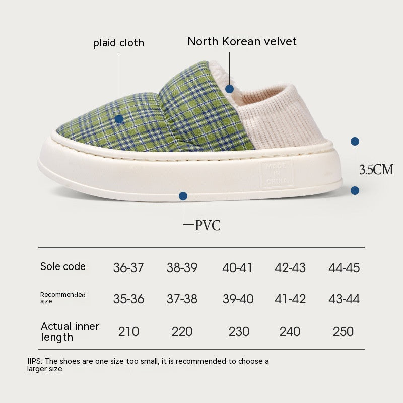 Ankle Wrap Cotton Slippers Home Indoor Warm Fleece-lined Platform Confinement Shoes