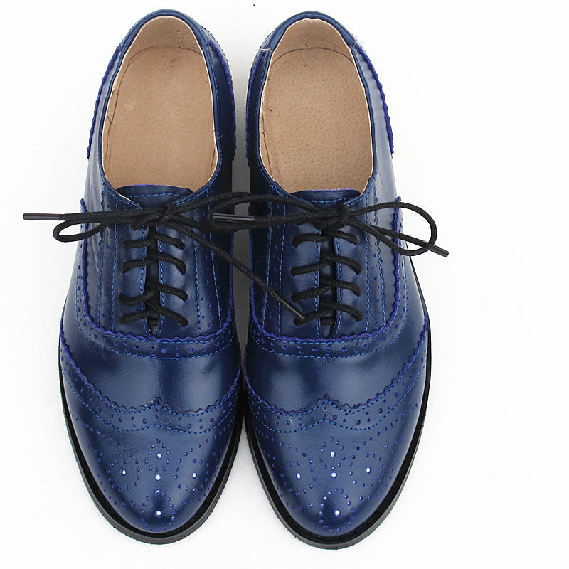 Women's Fashion Leather British Style Pointed Toe Flat Shoes