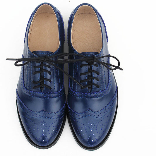 Women's Fashion Leather British Style Pointed Toe Flat Shoes
