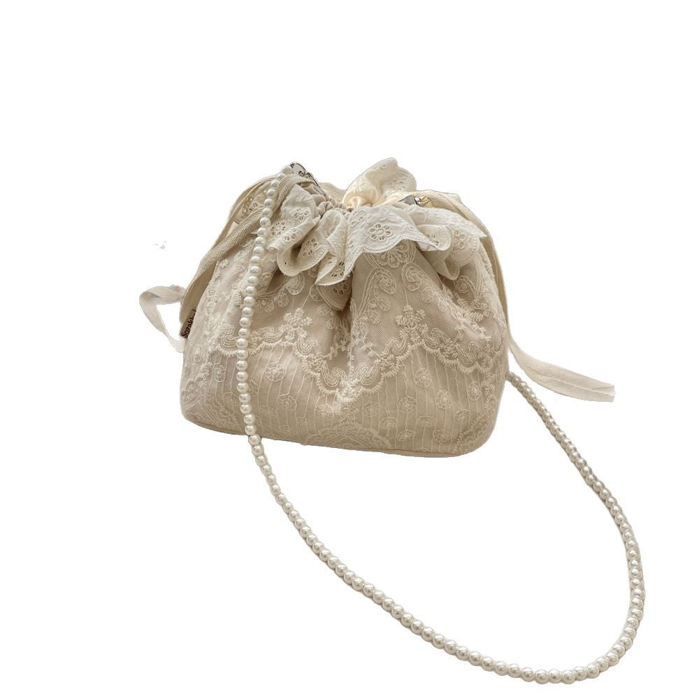 New Stylish Fashionable Lace All-Match Drawstring Bucket Bag