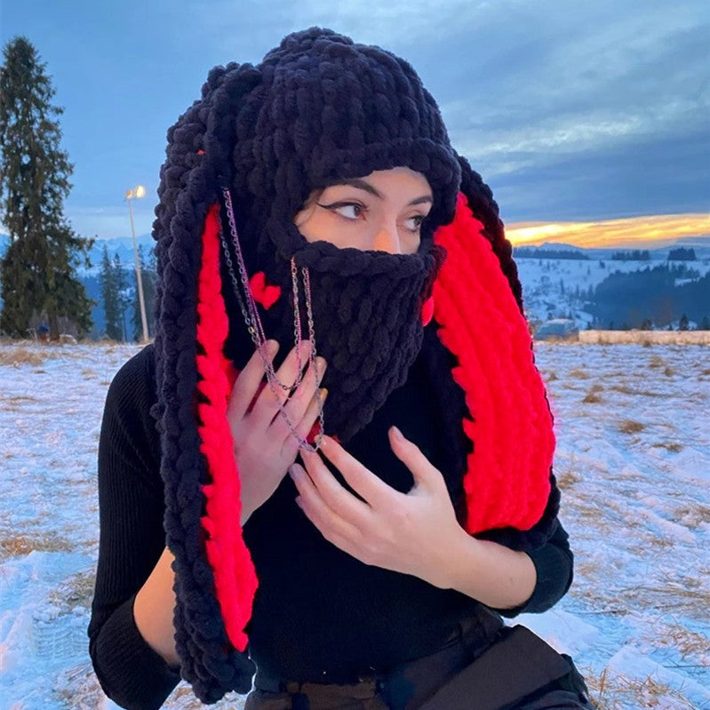 Thickened Demon Mask Warm Travel Fleece Head Cover