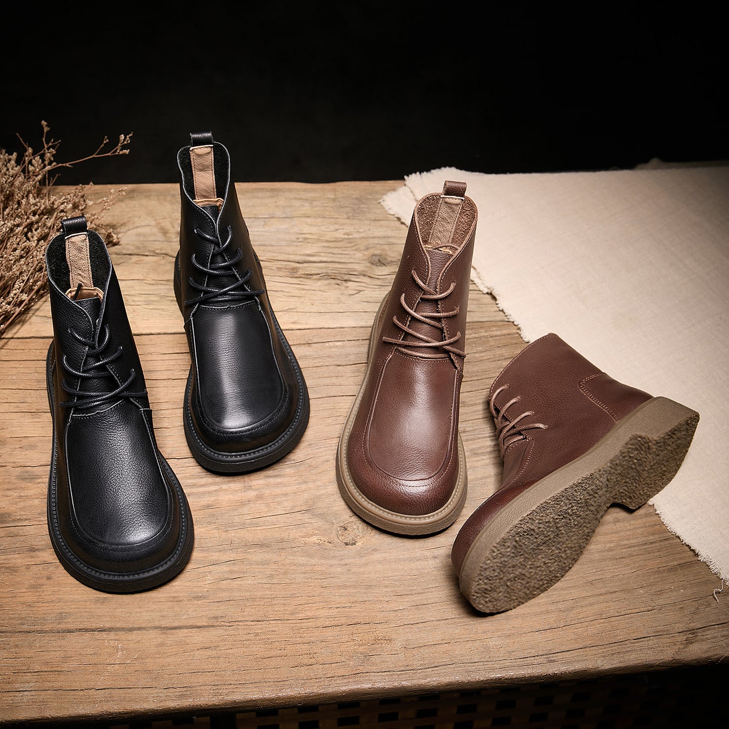 Womens High-top Leather Shoes