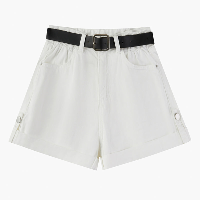 Women's High Waist Curly Denim Shorts