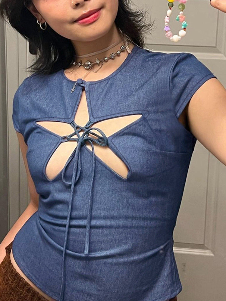 Trendy Ins XINGX Hollow Out Tied Top