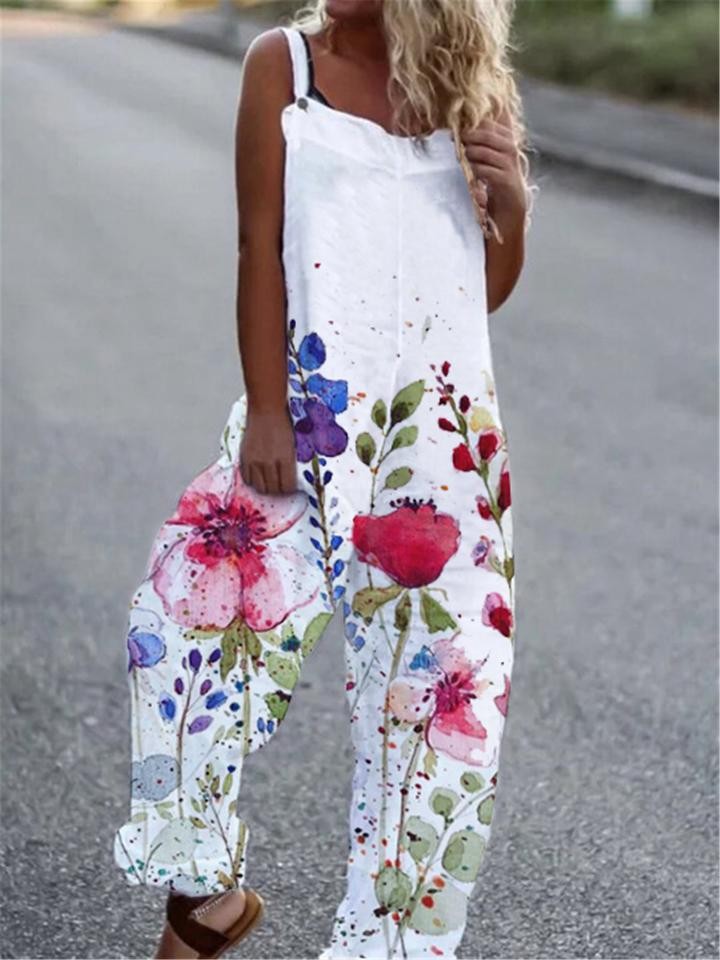 Printed Loose Cotton And Linen Suspenders