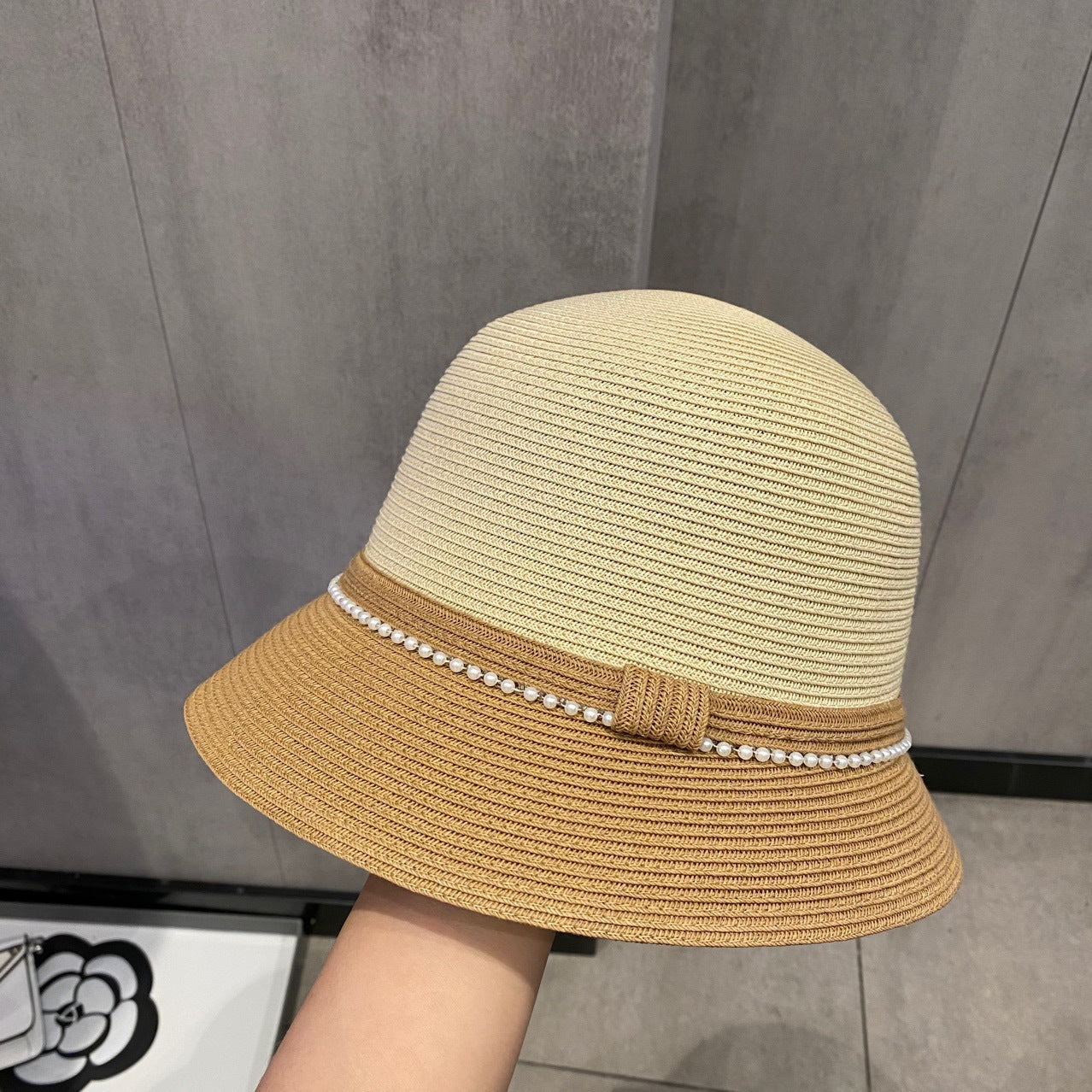 Sunlight Blocker For Summer French Pearl Straw Hat