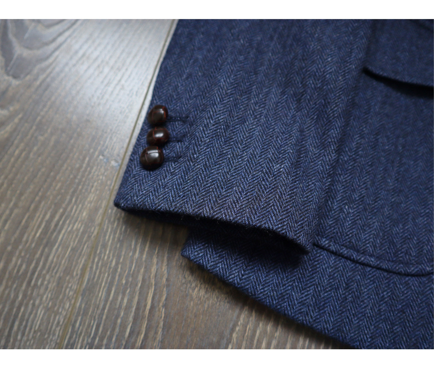American-style Vintage Herringbone Tweed Heavyweight Wool Work Jacket With Mushroom Buttons