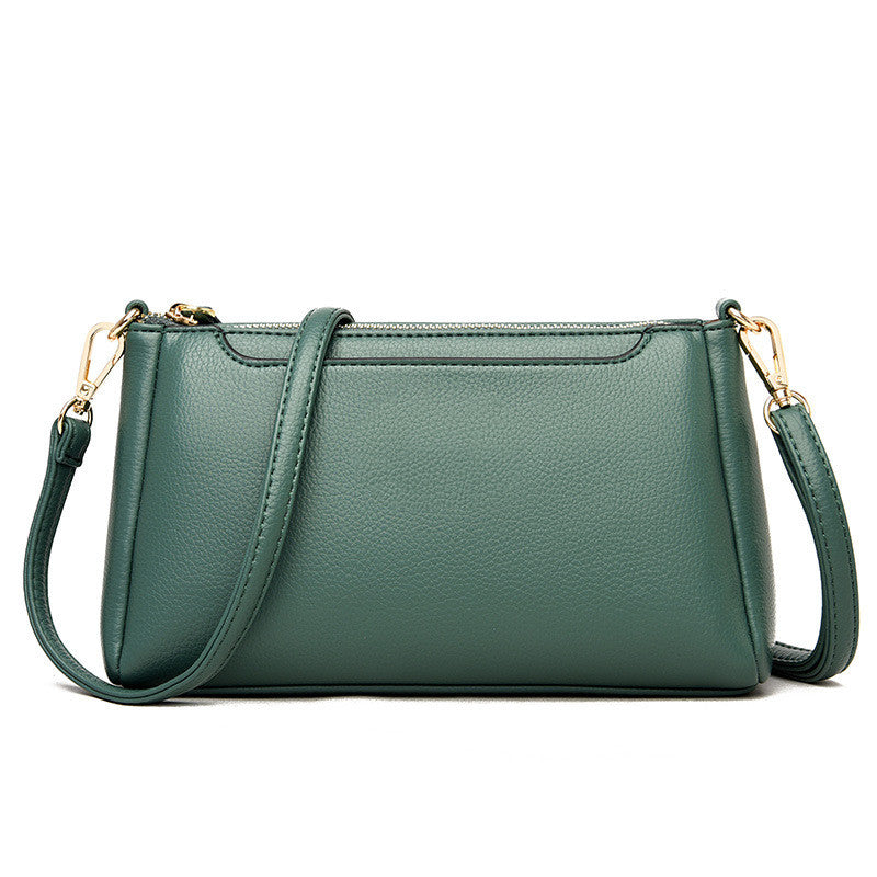 Soft Leather Multi-layer Middle-aged Women's Shoulder Messenger Bag