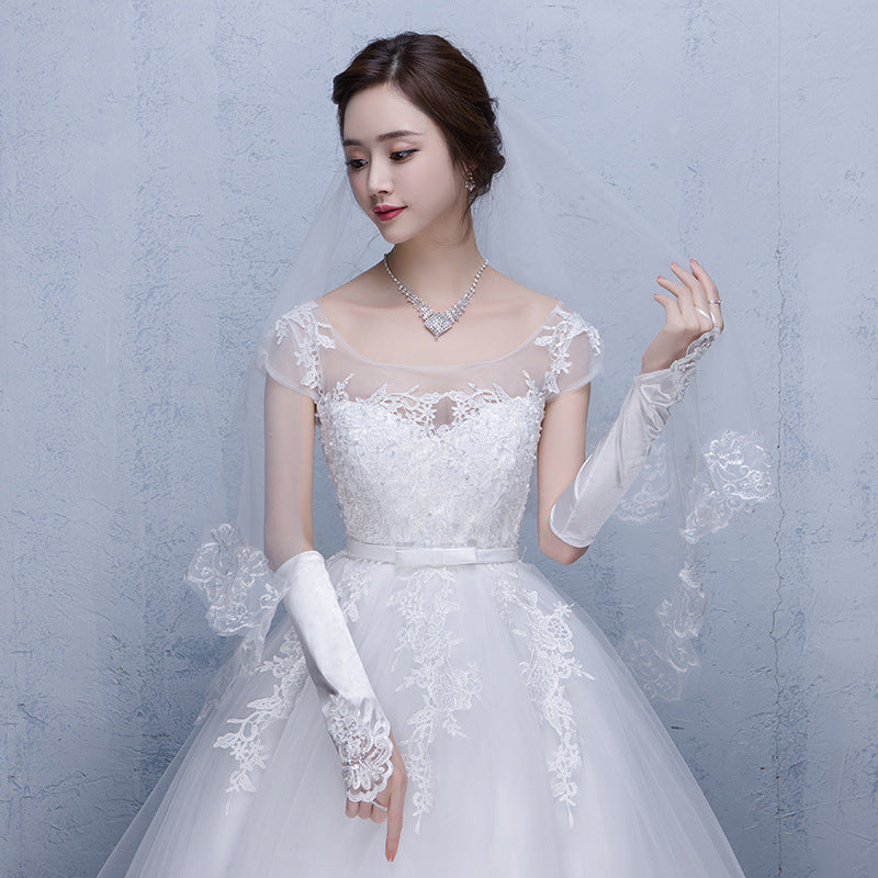 DX9003 China Factory Wholesale Lace Appliqued Bridal Veils Blusher Veils