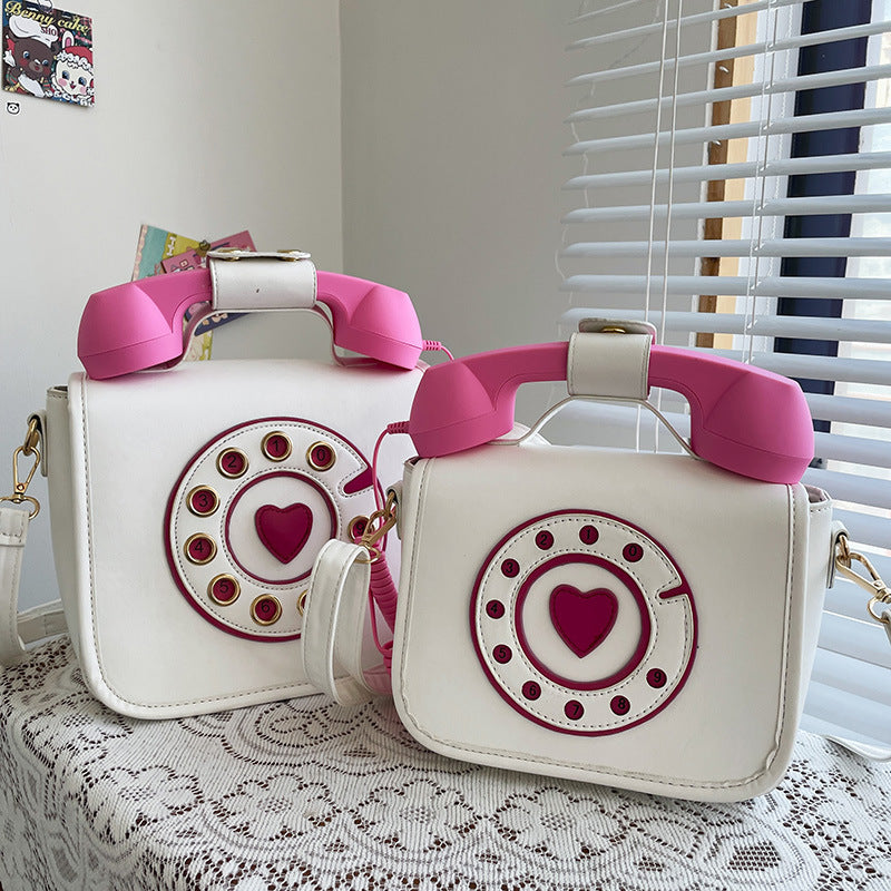 Gradient Color Funny Personality Telephone Crossbody Bag Female