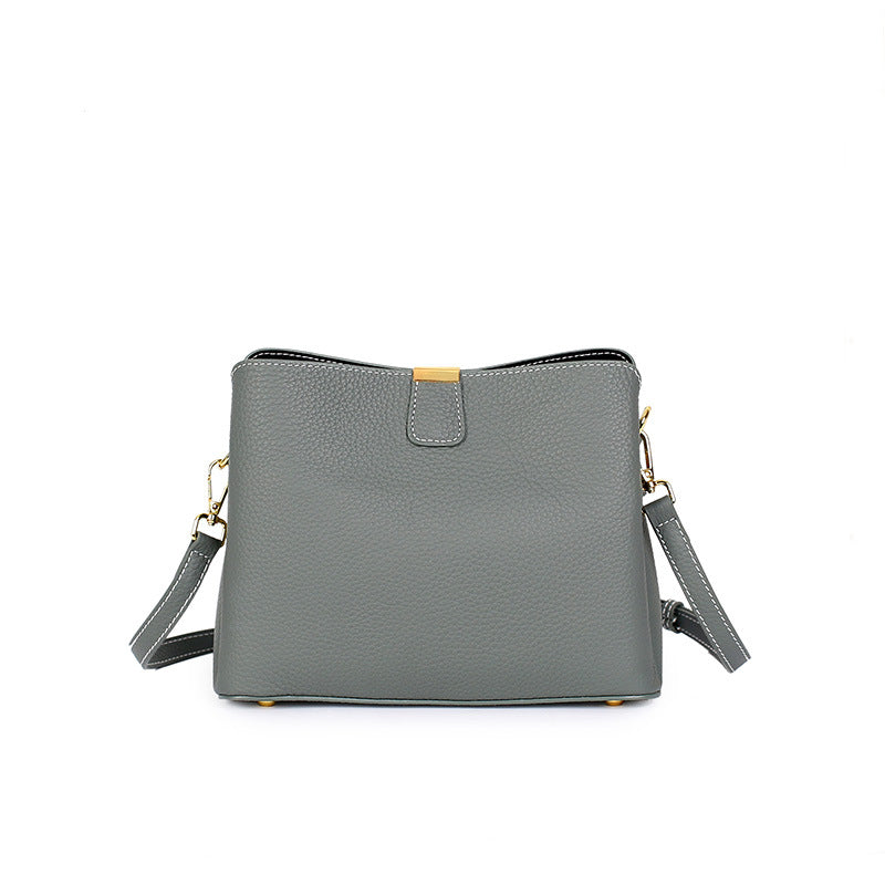 New Fashionable Crossbody Women's All-match High-grade Large Capacity Leather Handbag