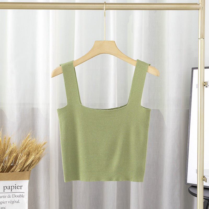 Short Square-neck Knitted Innerwear Camisole Vest