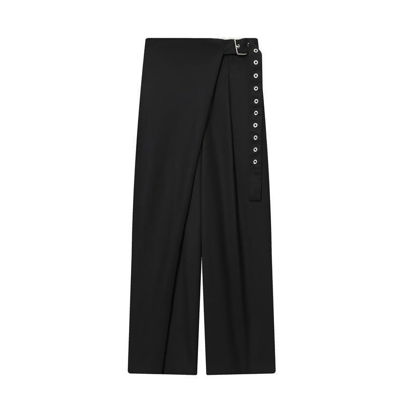 Temperament Women's Clothing Wrap Design Blended Pants
