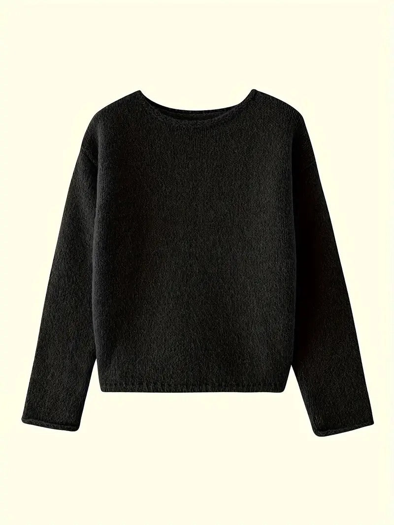 Women's Casual Off Shoulder Sweater Solid Color Loose Fit