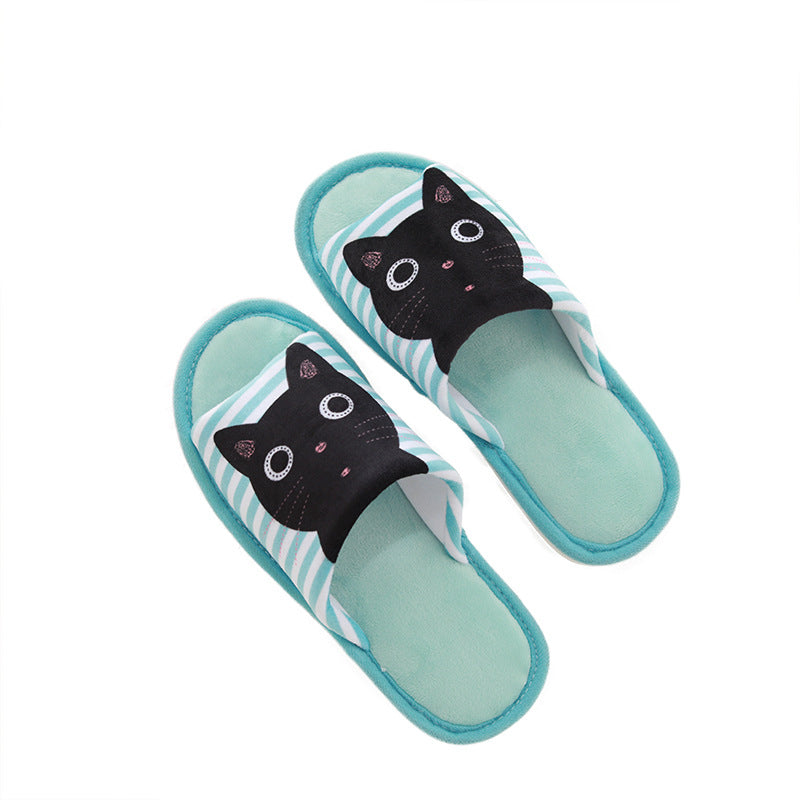 Women's Cute Cat Stripe Print Slippers