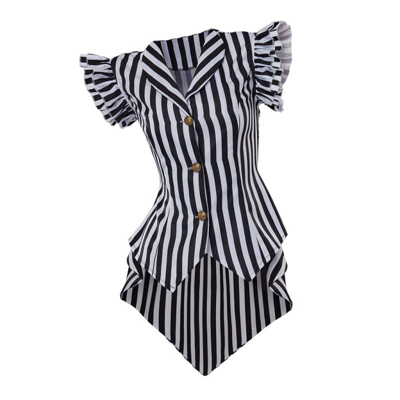 Womens Steampunk Outfit Striped Vest Jacket Top