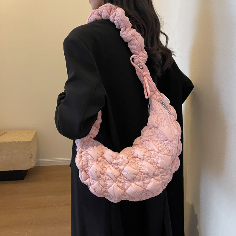 Niche Drawstring Shoulder Crossbody Pleated Cloud Bag