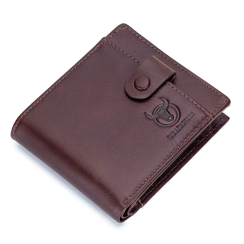 Genuine Leather Men'S Wallet Coin Purse Small Wallet Retro Short Wallet British Casual Multifunction Wallet