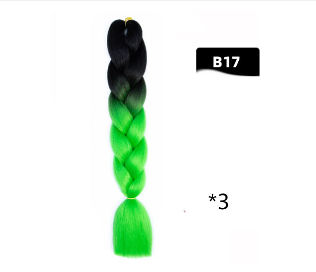 Color Big Braid African Chemical Fiber High Temperature Silk Wig Gradient