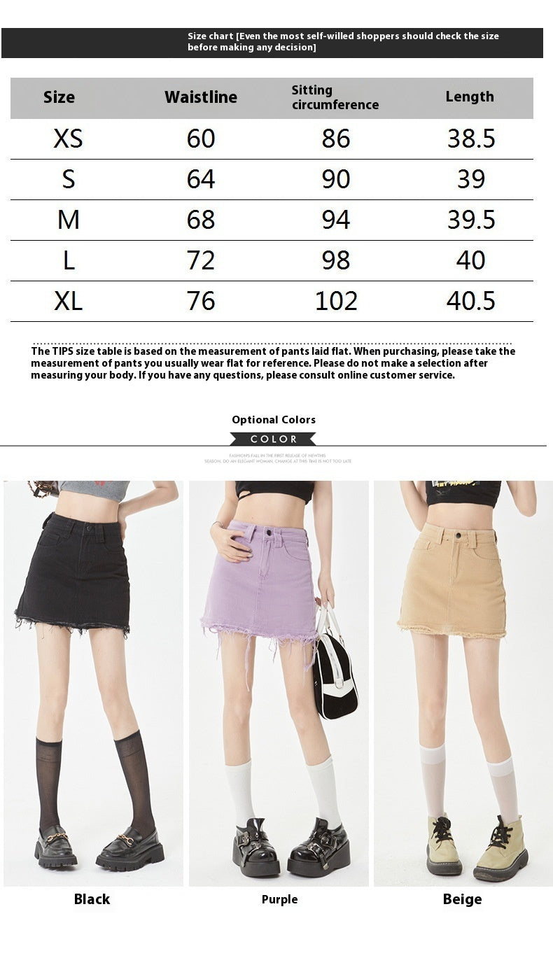 Summer Loose Light Color Raw Edge Hot Pants