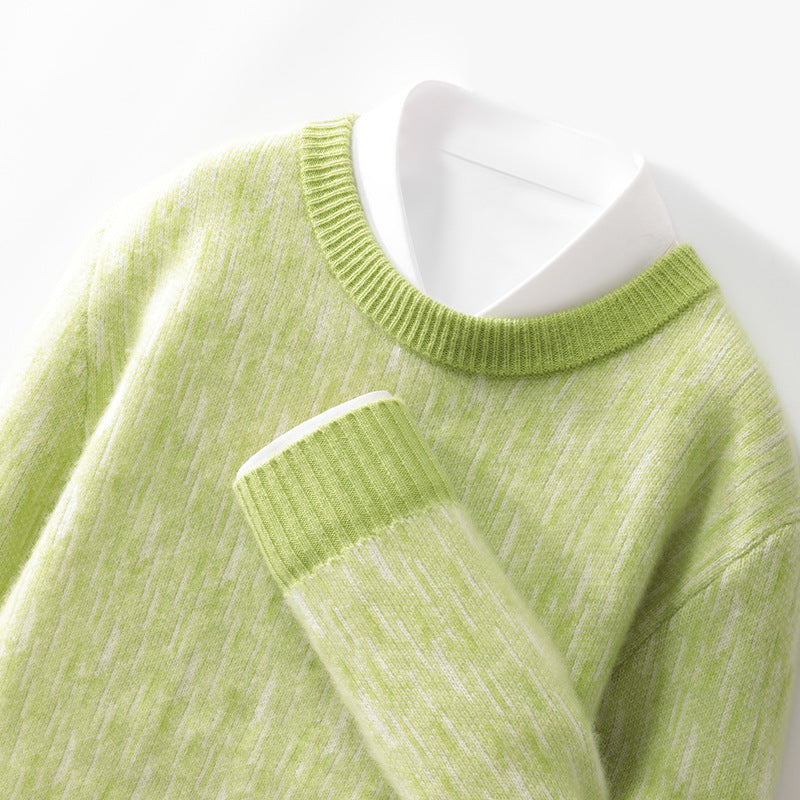 Syv-nåls tyk, rundhalset uldsweater til mænd