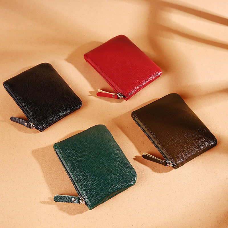 Women's PU Soft Leather Litchi Pattern Shiny Zipper Storage Bag
