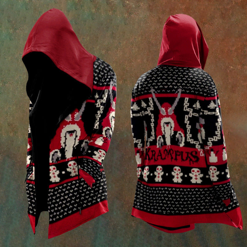 Digital Print Loose-Fit Hooded Sweater Cardigan Coat 3D