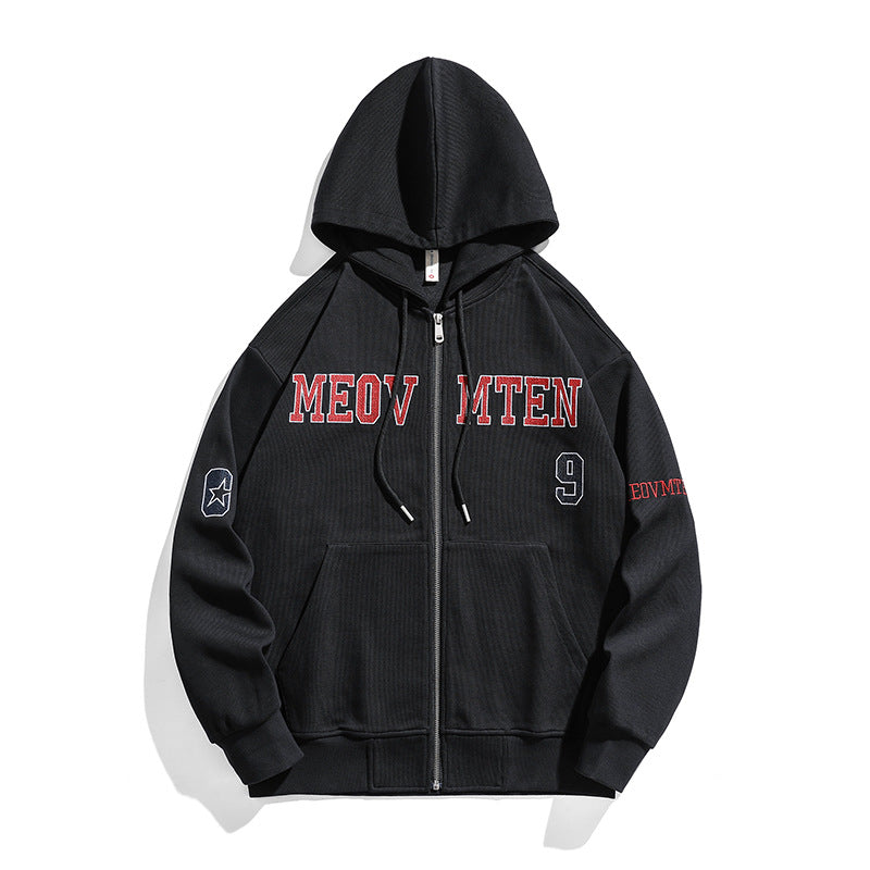 American-style Heavy Zipper Cardigan Hooded Bathroom