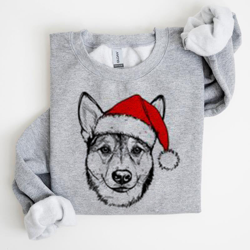 Julehvalpemotiv Polyester Rundhalset Sweatshirt Unisex