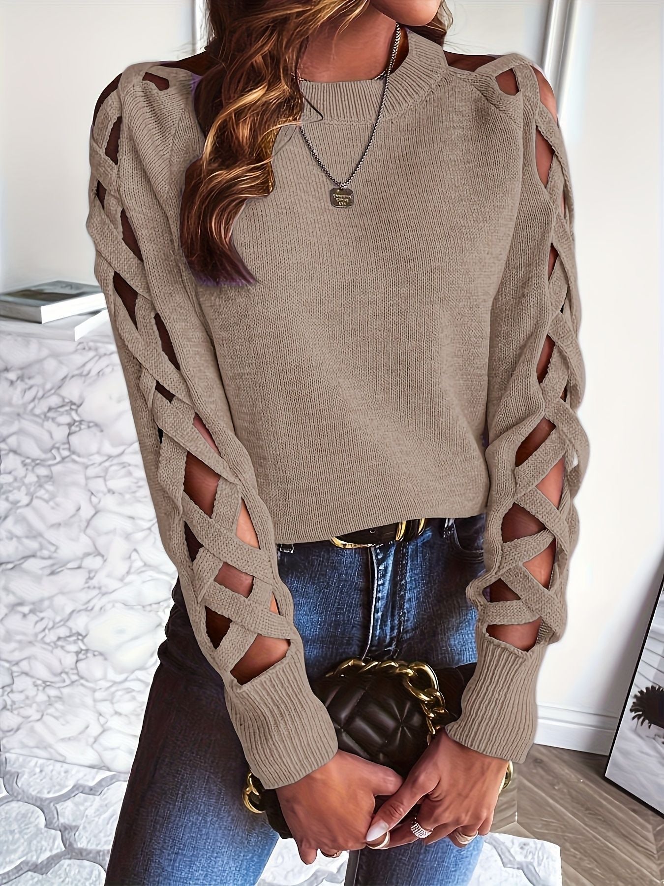 Women's Hollow Sweater Sweater Top Thin Spring Autumn Underwear Bottoming Shirt