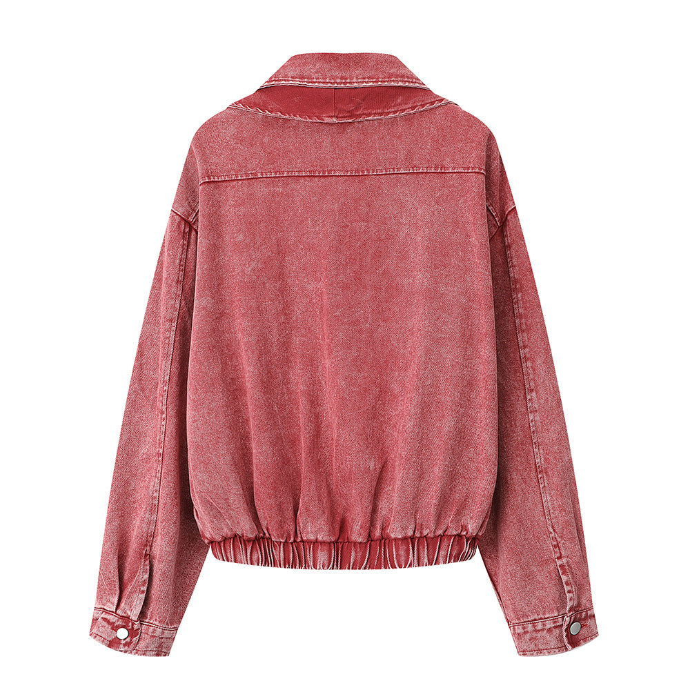 Guochao High Street Fake Two-piece Denim Jacket