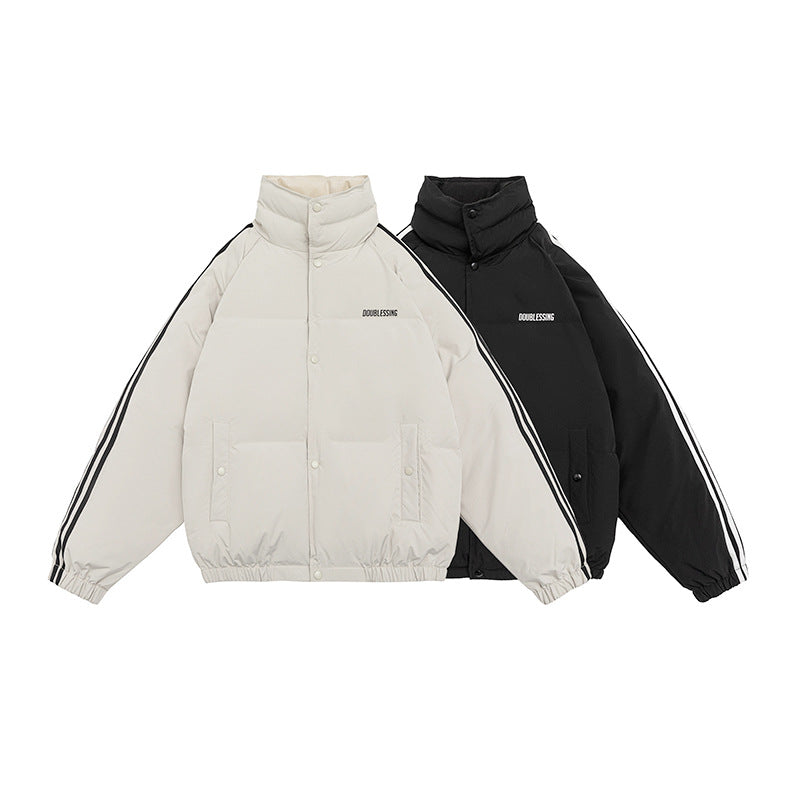 College Style Three-bar Casual Down Men's Student Bread Coat
