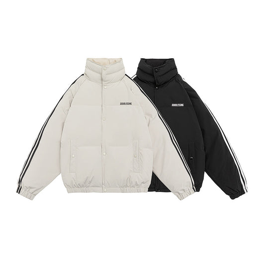 College Style Three-bar Casual Down Men's Student Bread Coat