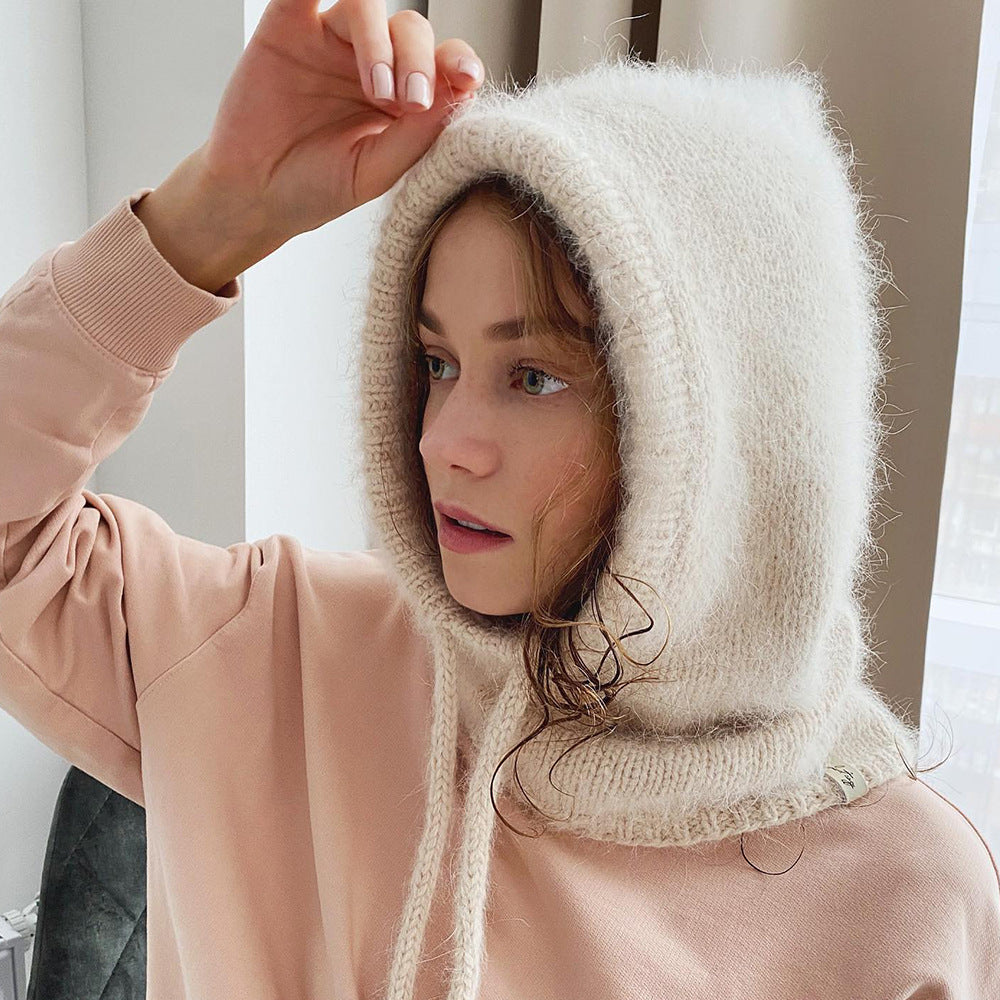 Autumn And Winter Fashion Warm Scarf Neck Protection Integrated Woolen Knitted Hat