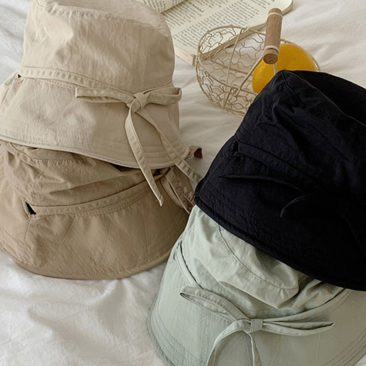 Japanese Drawstring Bucket Hat Women's Summer Thin Breathable