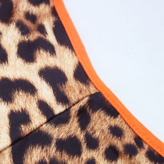 Women's Deep V Leopard Splicing Slim Vest Jumpsuit