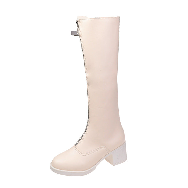 Thick-heeled Zipper Over-the-knee Boots Were Thin