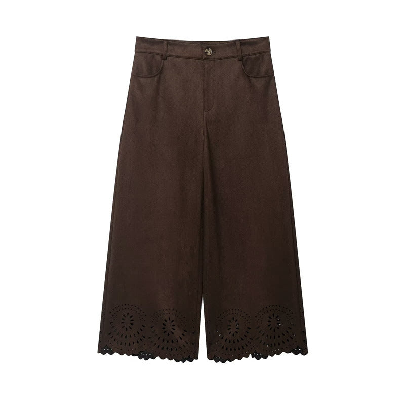 Women's Hollow-out Hem Top And Pants