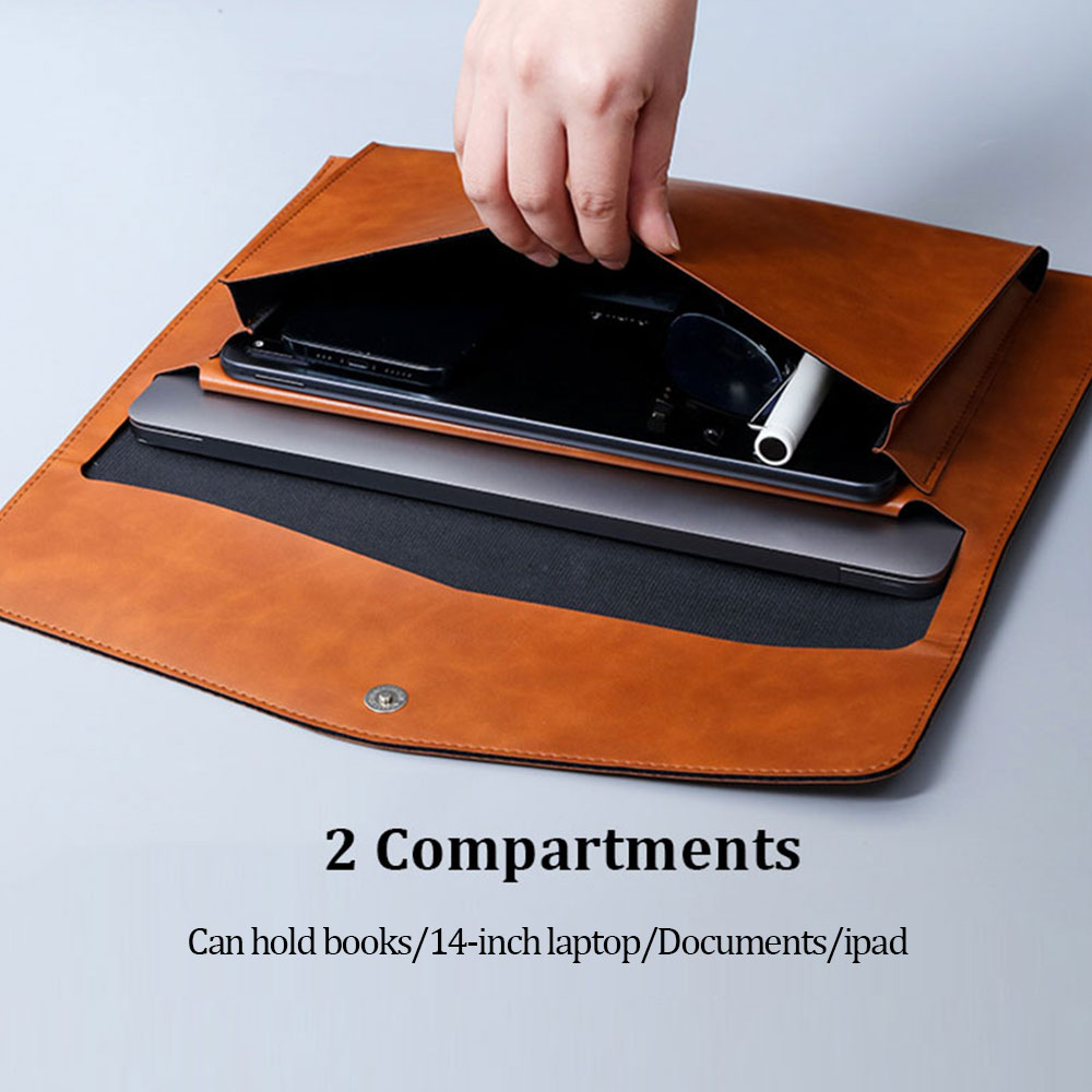 File Bag Contains Large Capacity Double-layer Leather Protective Sleeve
