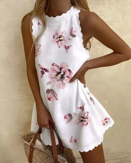 Casual Printed Ruffled Women's Dress