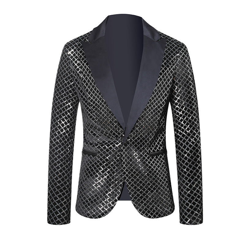 Men's Sequin Bead European Size Suit Jacket