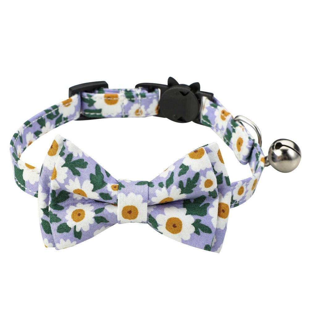 Cotton Small Floral Cat Collar Pet Bow